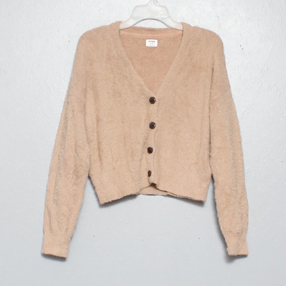 Cotton on tan camel fuzzy soft cozy oversized cardigan